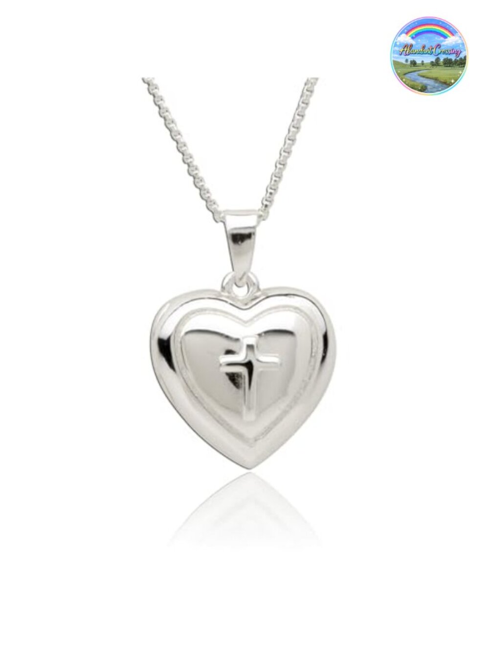 925 Sterling Silver Heart Locket Cross Necklace Keepsake Gift